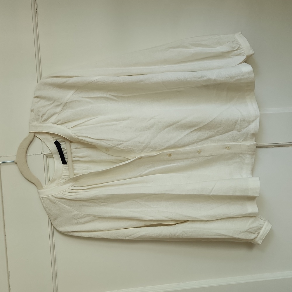 Jenni Kayne Cream Button-Front Long-Sleeve Blouse